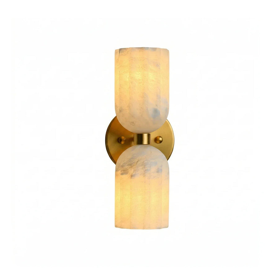Dual Pillar Wall Sconce in alabaster for Hallway by AUVIELIGHT
