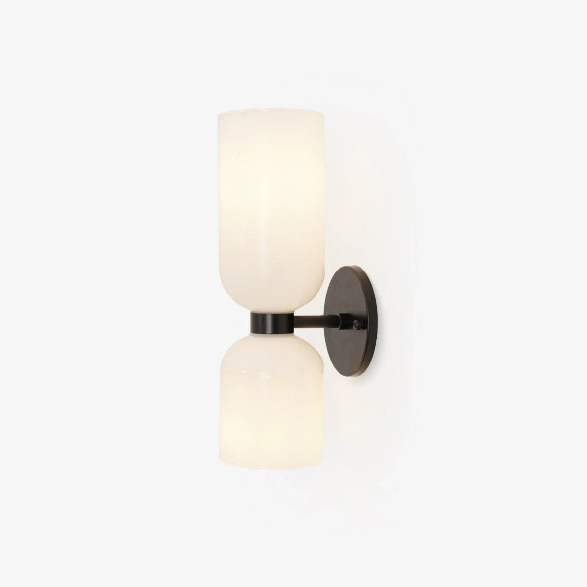 Dual Cylinder Wall Sconce in glass for Hallway by AUVIELIGHT, ∅4.7" x H 13.8" / Dia 12cm x H 35cm / Matt black / Opal