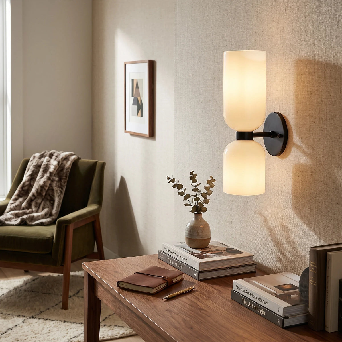 Dual Cylinder Wall Sconce in glass for Hallway by AUVIELIGHT