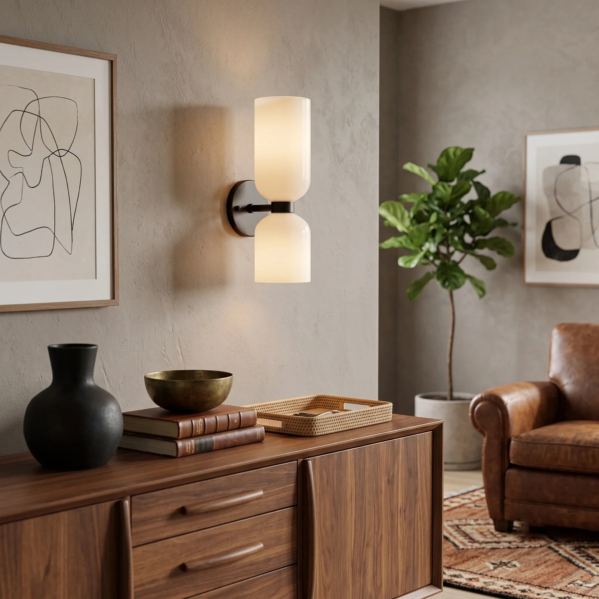 Dual Cylinder Wall Sconce in glass for Hallway by AUVIELIGHT
