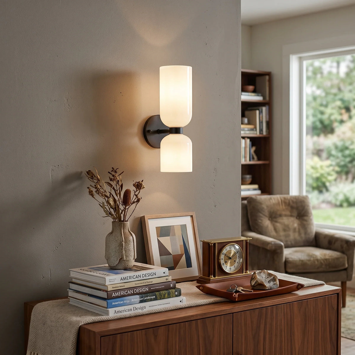 Dual Cylinder Wall Sconce in glass for Hallway by AUVIELIGHT