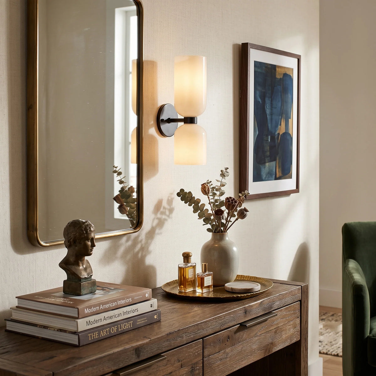 Dual Cylinder Wall Sconce in glass for Hallway by AUVIELIGHT