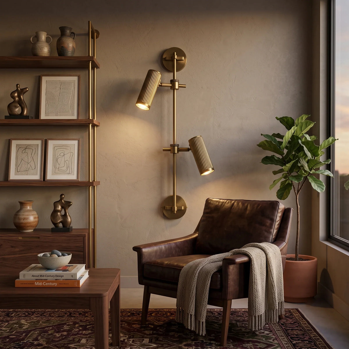 Head Spot Dual Wall Sconce in brass for Hallway by AUVIELIGHT