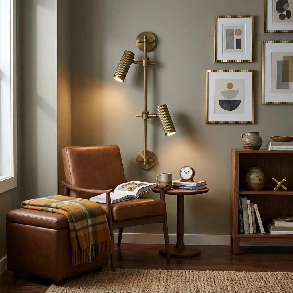 Head Spot Dual Wall Sconce in brass for Hallway by AUVIELIGHT