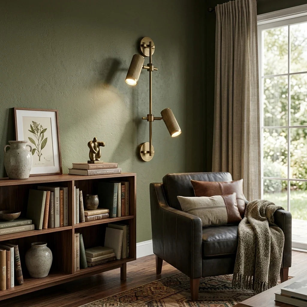 Head Spot Dual Wall Sconce in brass for Hallway by AUVIELIGHT