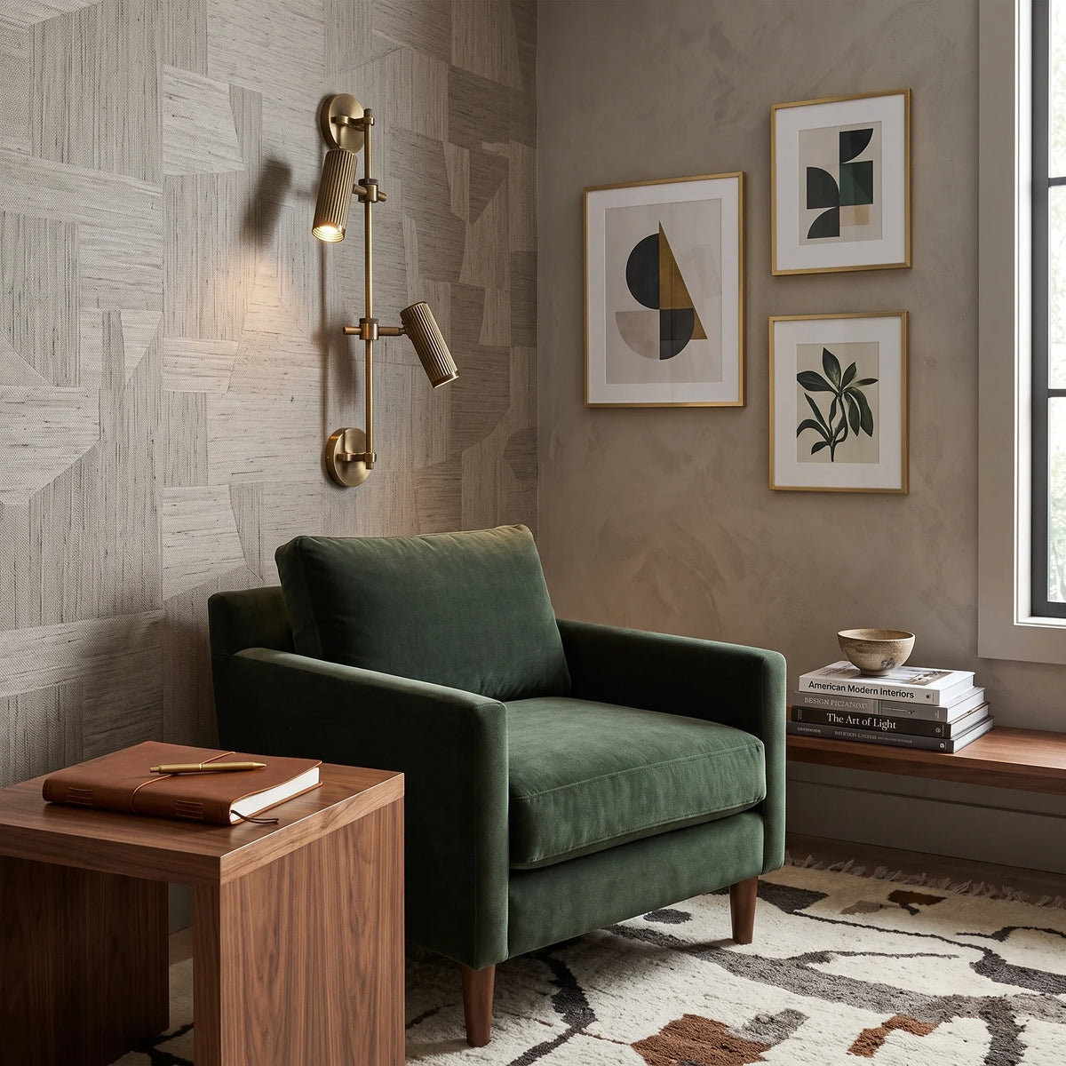 Head Spot Dual Wall Sconce in brass for Hallway by AUVIELIGHT