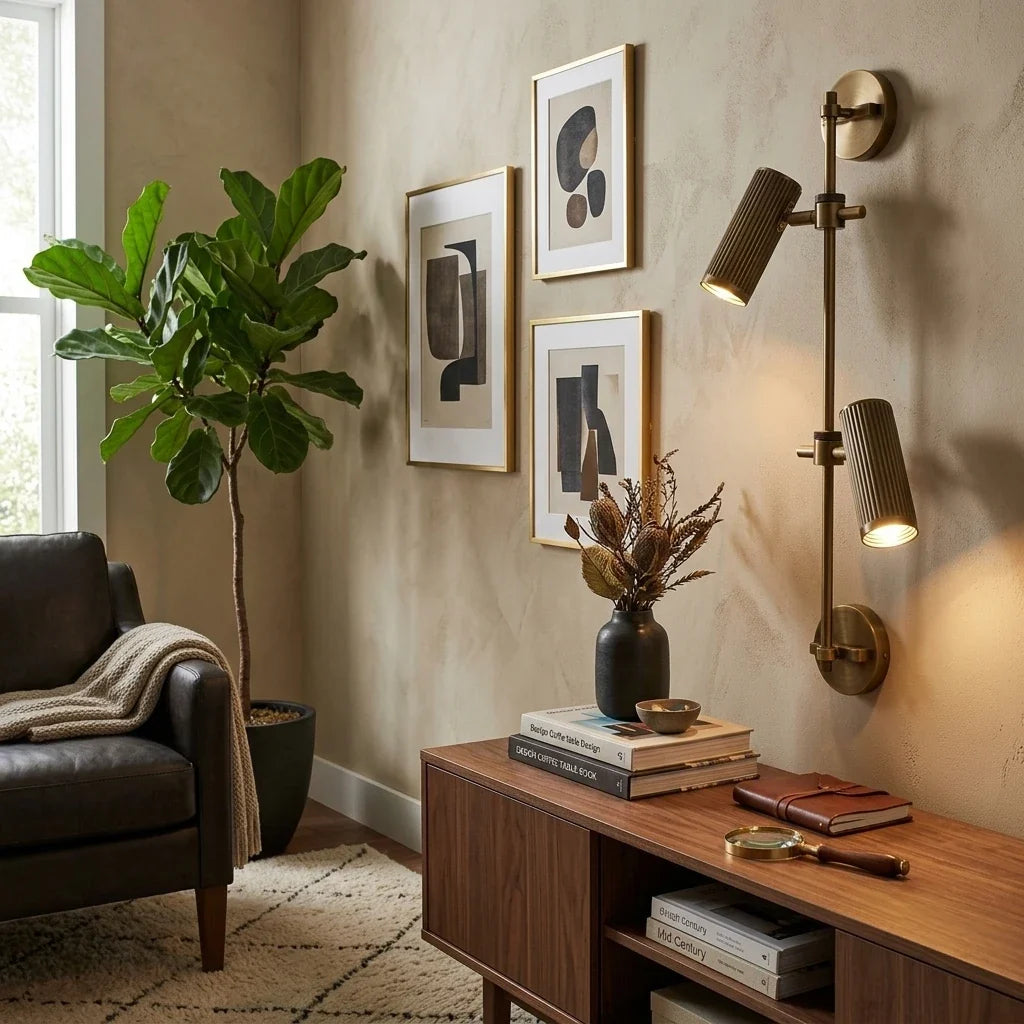 Head Spot Dual Wall Sconce in brass for Hallway by AUVIELIGHT