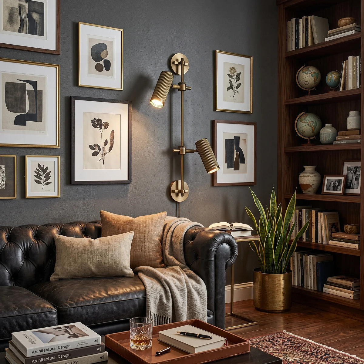 Head Spot Dual Wall Sconce in brass for Hallway by AUVIELIGHT