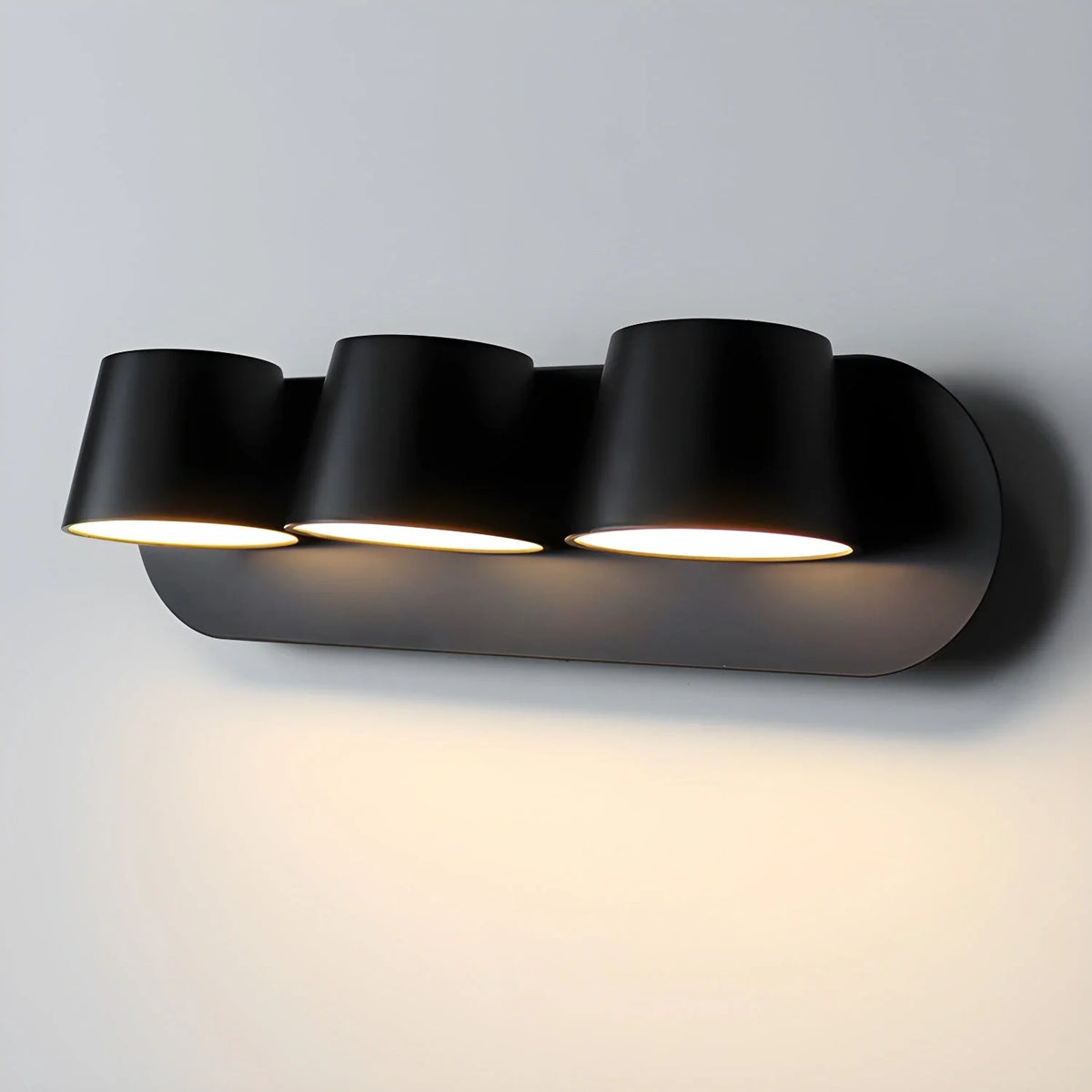 Head Dual Wall Sconce in metal for Hallway by AUVIELIGHT, 3-Light: ∅ 15" x H 3.9" / Black & Warm Light / AU Plug and 3 other sizes