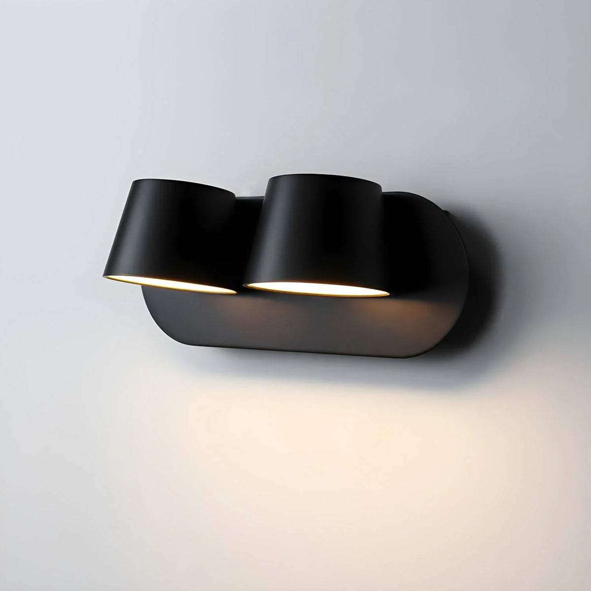 Head Dual Wall Sconce in metal for Hallway by AUVIELIGHT, 2-Light: ∅ 10.2" x H 3.9" / Black & Warm Light / AU Plug and 3 other sizes