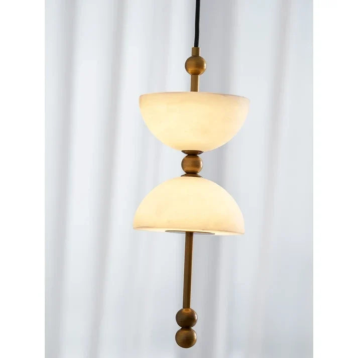 Dual Hemisphere Pendant Light in alabaster for Kitchen Island by AUVIELIGHT