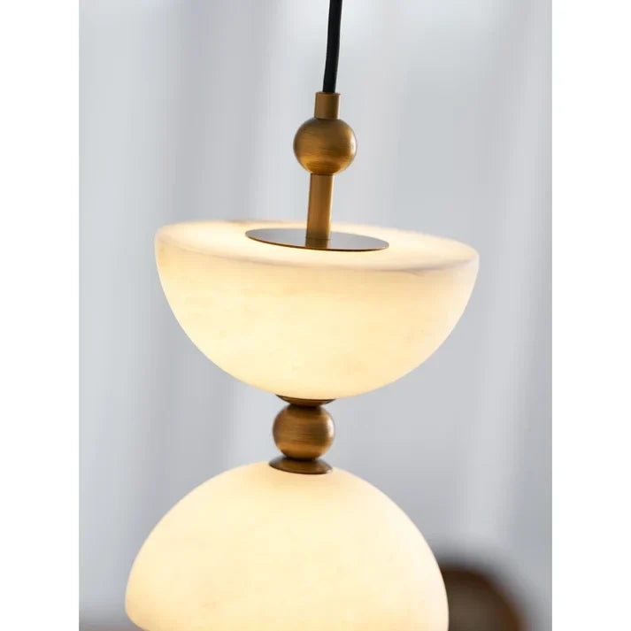 Dual Hemisphere Pendant Light in alabaster for Kitchen Island by AUVIELIGHT