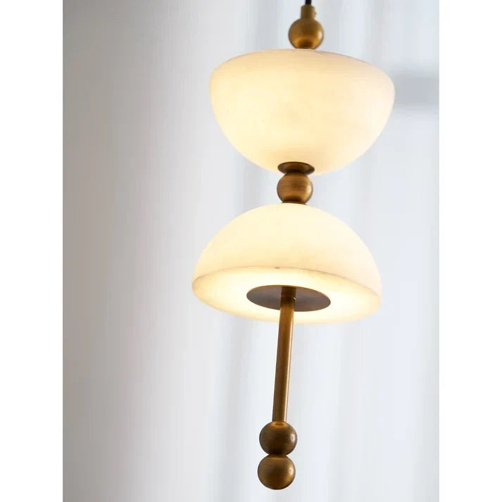 Dual Hemisphere Pendant Light in alabaster for Kitchen Island by AUVIELIGHT