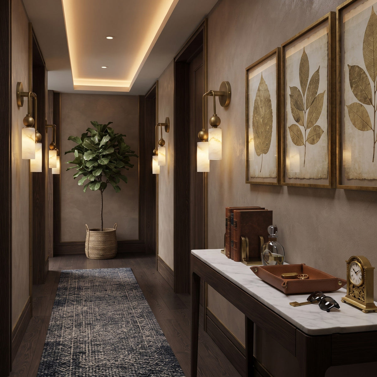 Duo Wall Sconce in alabaster for Hallway by AUVIELIGHT