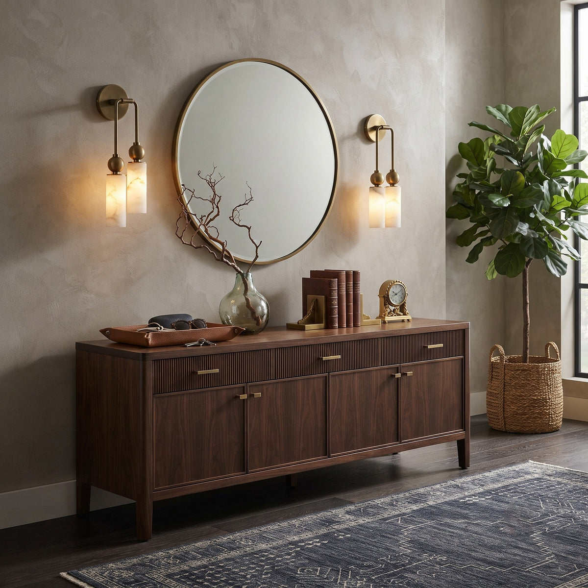 Duo Wall Sconce in alabaster for Hallway by AUVIELIGHT