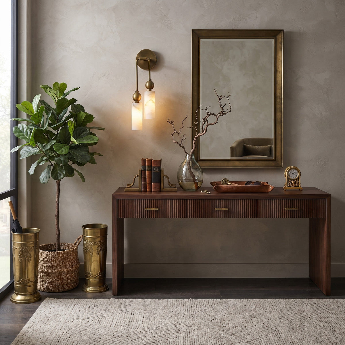 Duo Wall Sconce in alabaster for Hallway by AUVIELIGHT