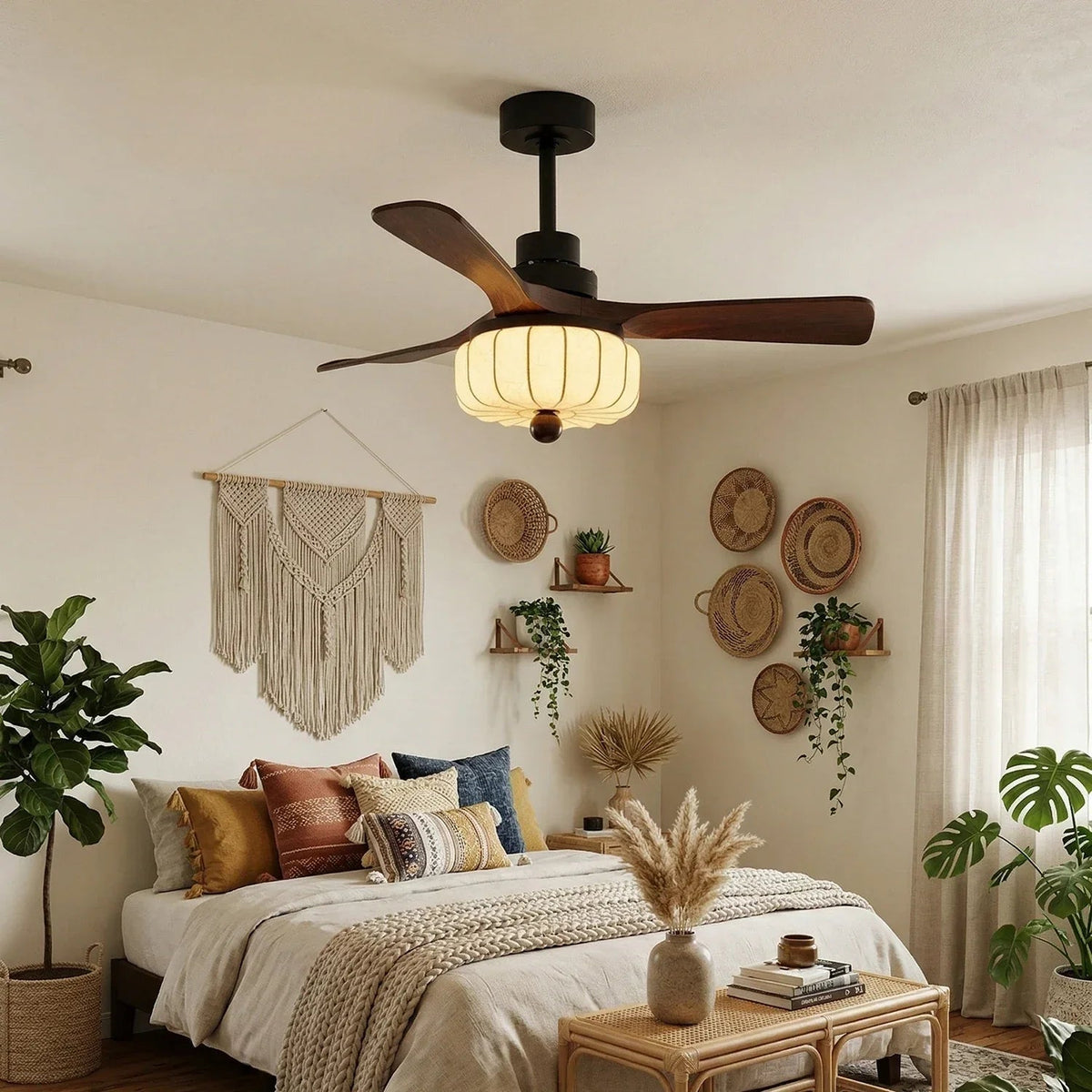 Elira Fabric Flower Ceiling Fan Light for Living Room by AUVIELIGHT