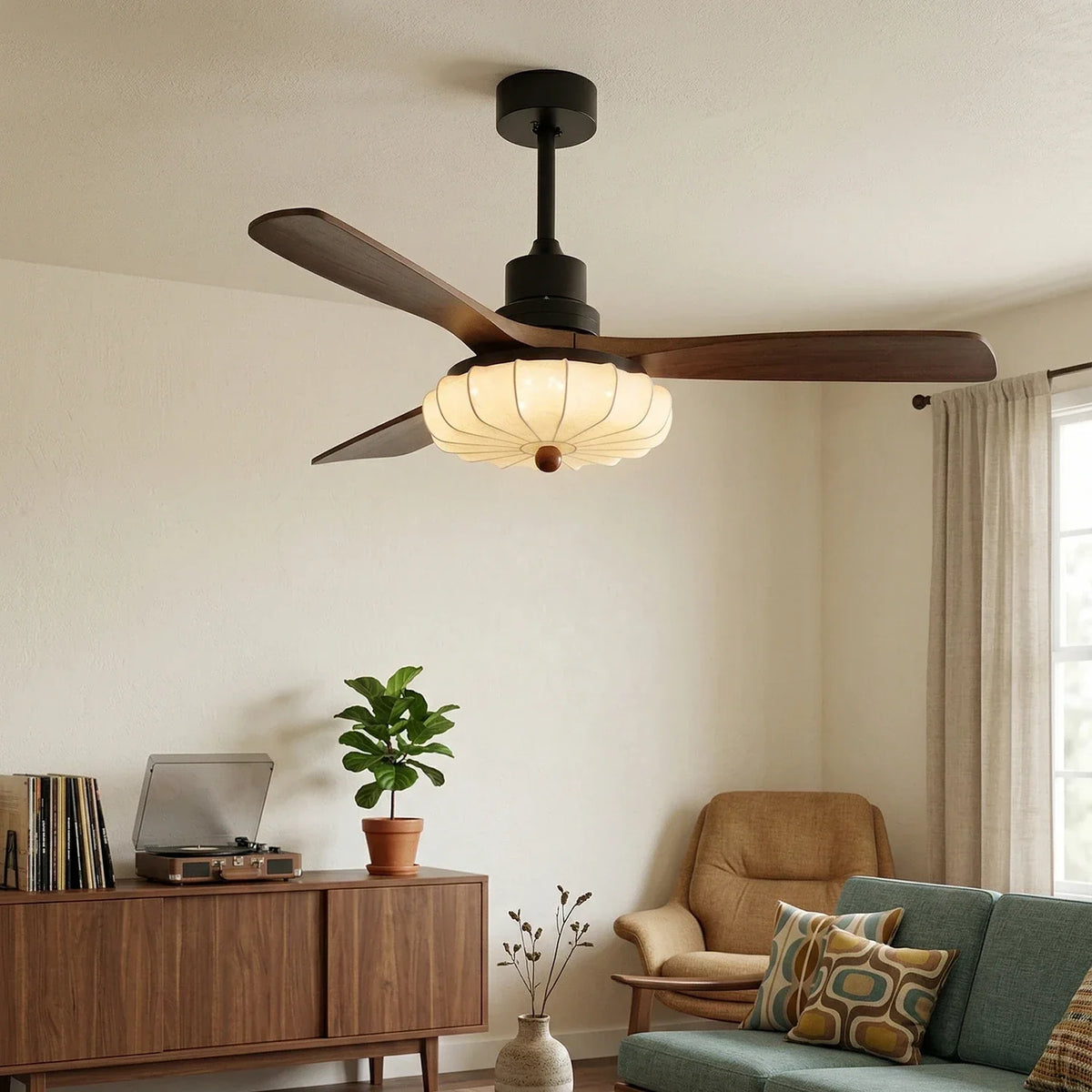 Elira Fabric Flower Ceiling Fan Light for Living Room by AUVIELIGHT