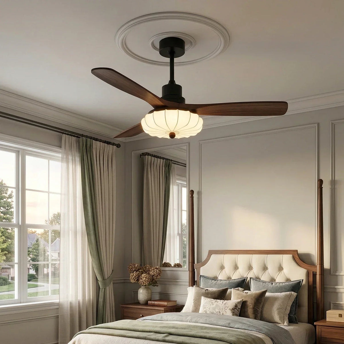 Elira Fabric Flower Ceiling Fan Light for Living Room by AUVIELIGHT