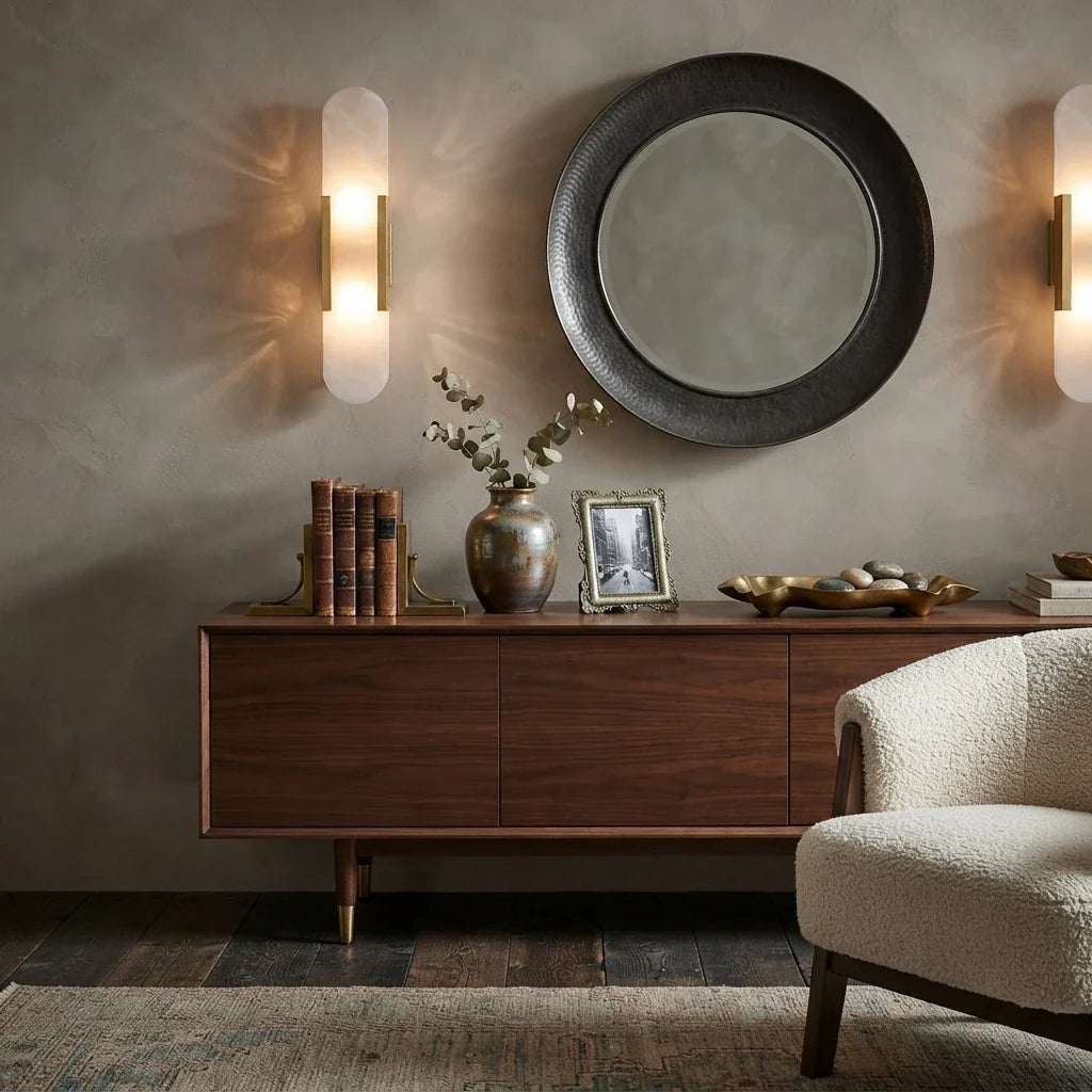 Elongated Wall Sconce in alabaster for Hallway by AUVIELIGHT