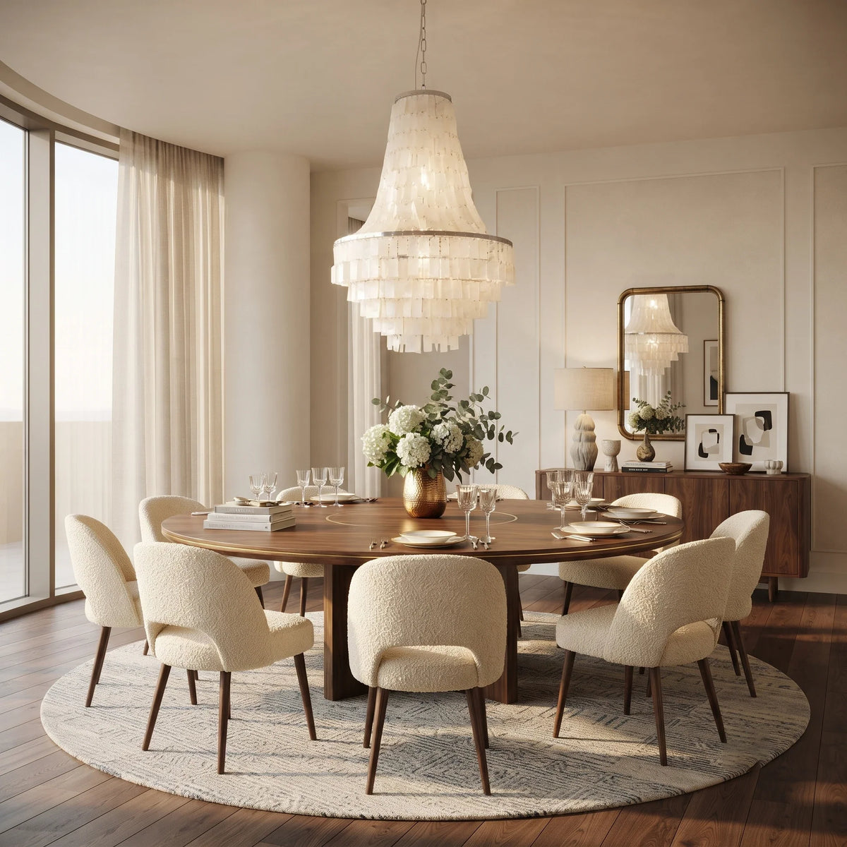 Empire Capiz Shell Chandelier for Dining Room by AUVIELIGHT