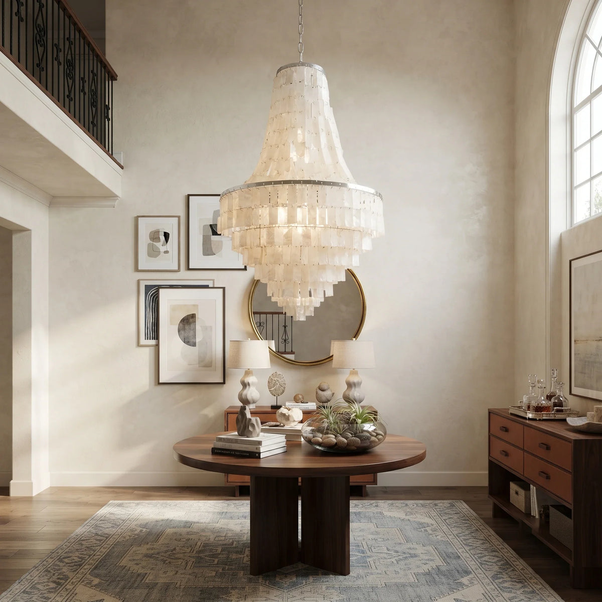 Empire Capiz Shell Chandelier for Dining Room by AUVIELIGHT