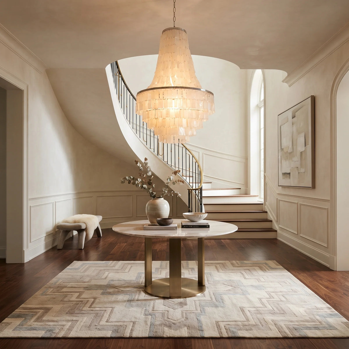 Empire Capiz Shell Chandelier for Dining Room by AUVIELIGHT