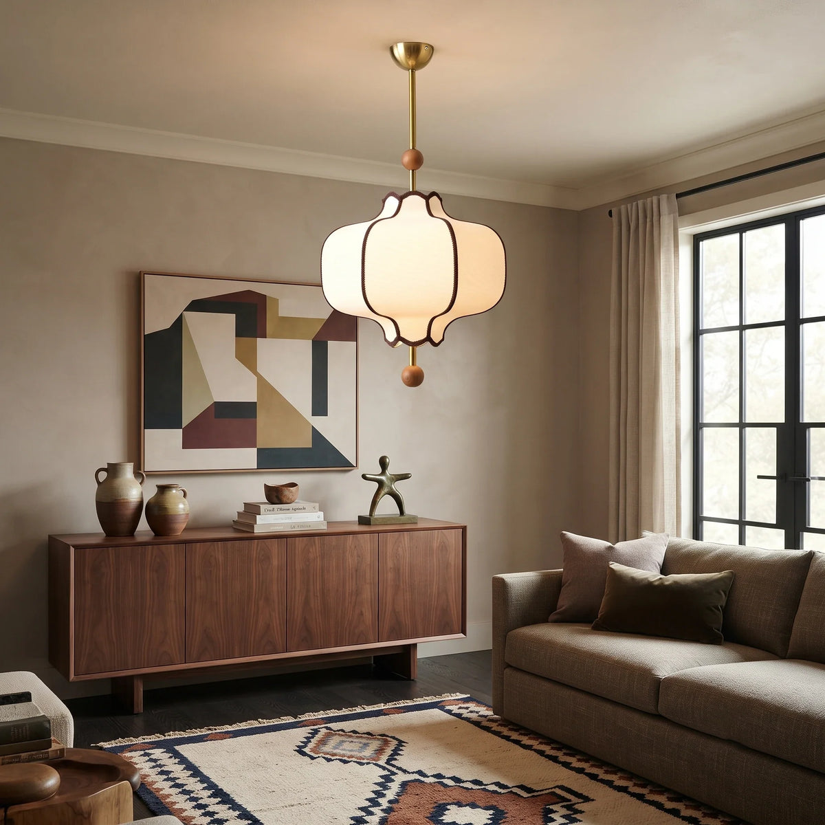 Fabric Lantern Pendant Light for Kitchen Island by AUVIELIGHT