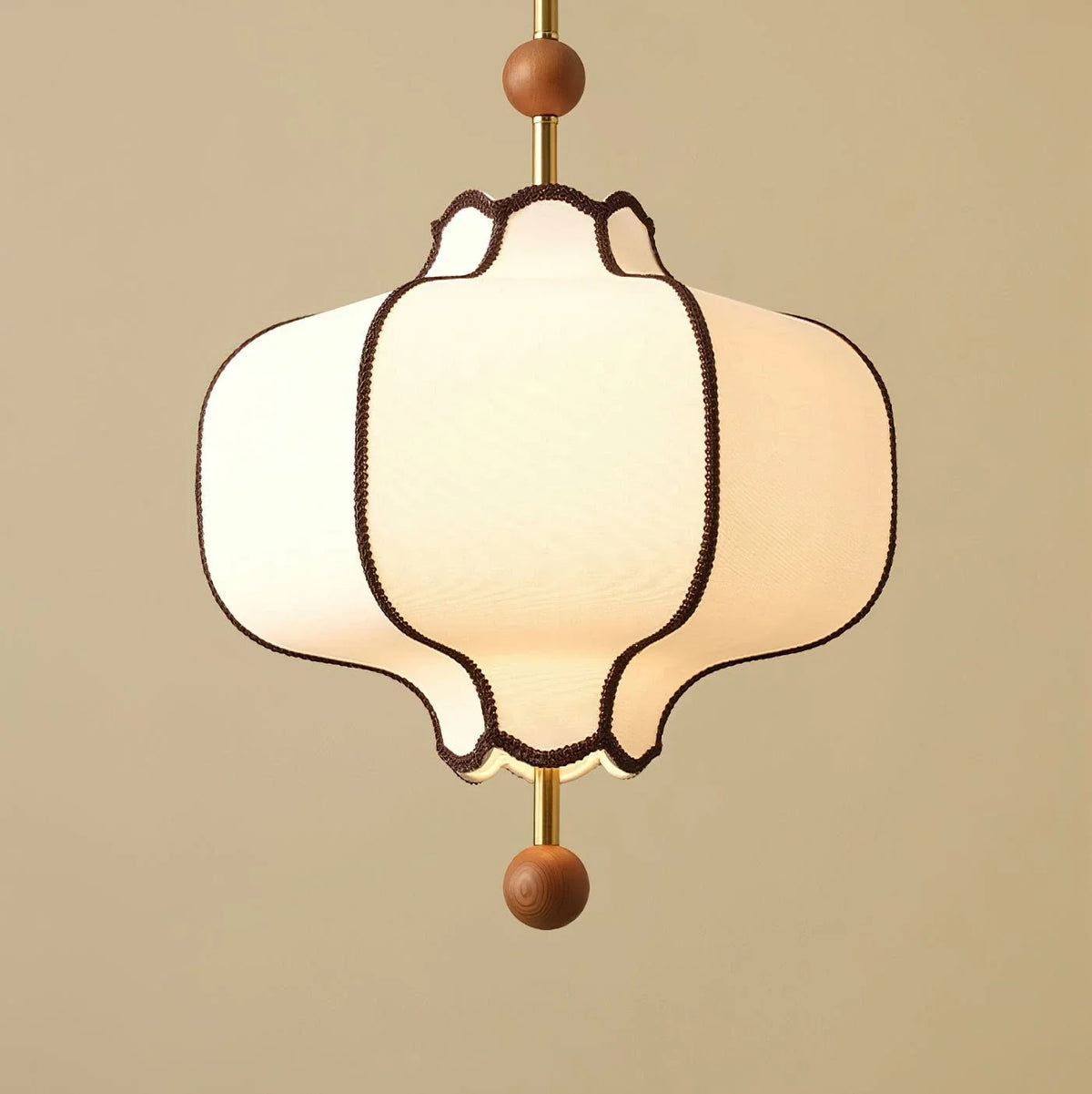 Fabric Lantern Pendant Light for Kitchen Island by AUVIELIGHT, ∅ 19.7" x H 23.6" / Dia 50cm x H 60cm / Gold & White