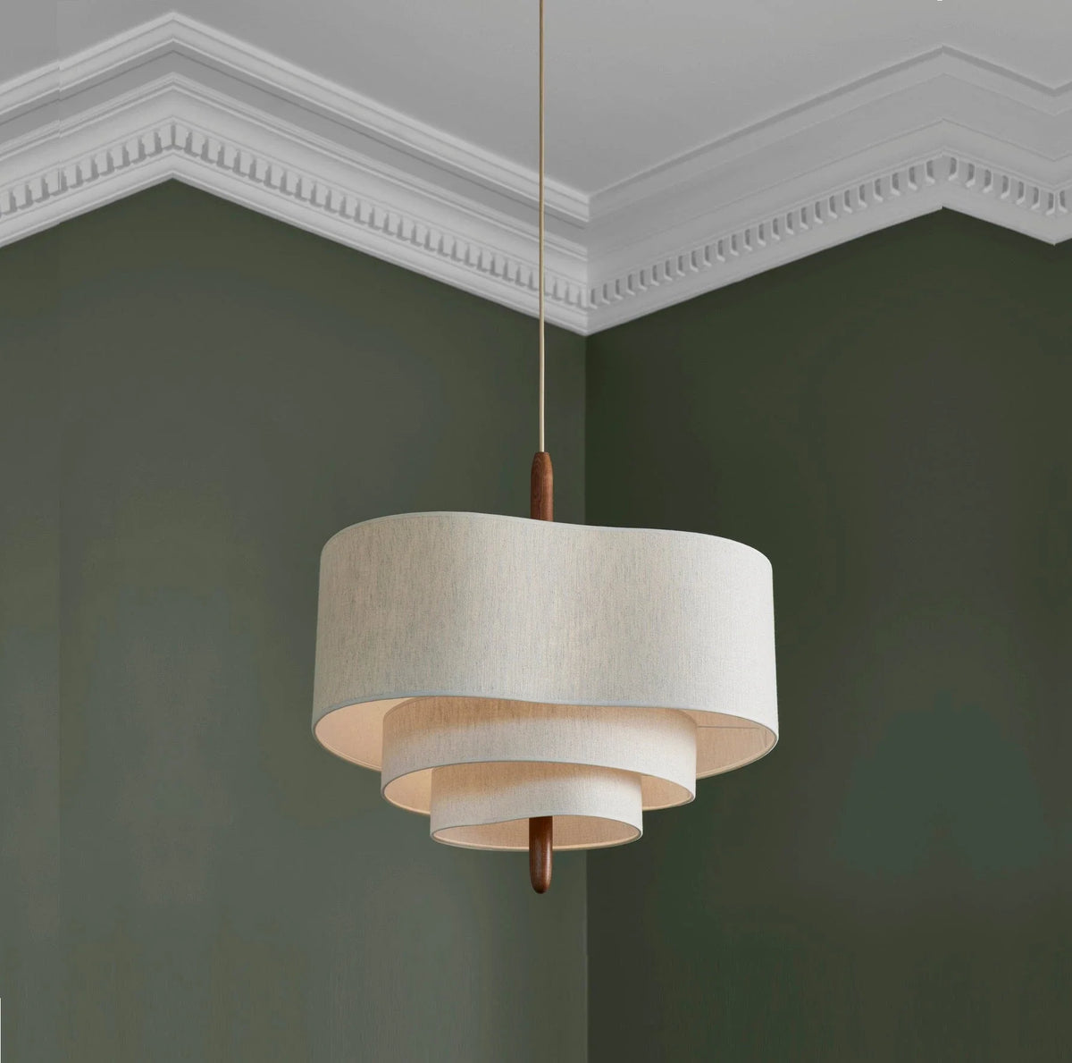 Fabric Pendant Light in wood for Kitchen Island by AUVIELIGHT