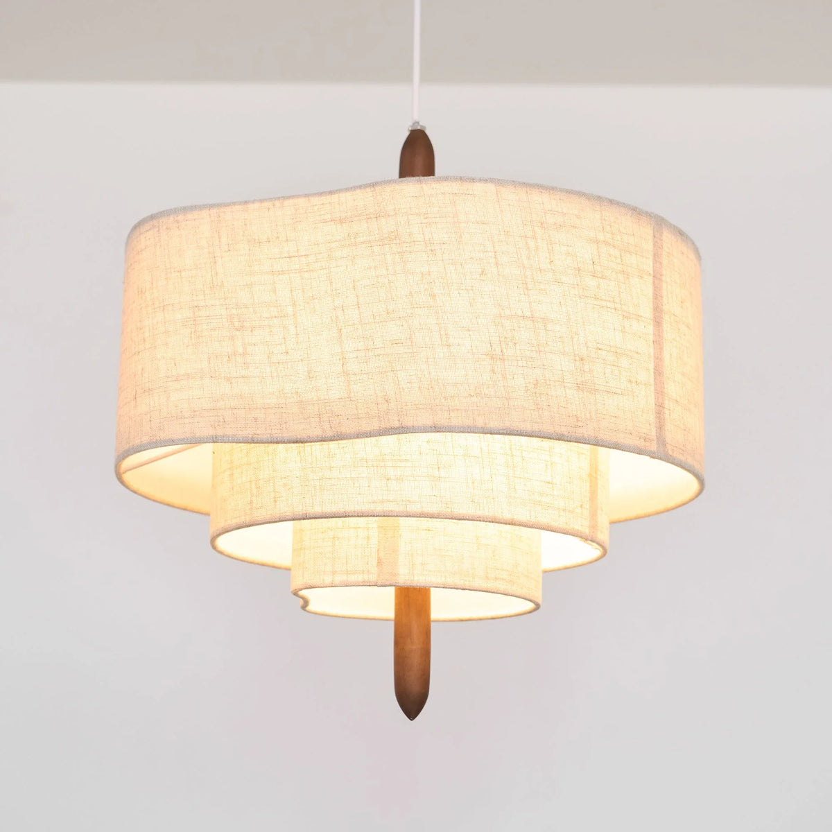 Fabric Pendant Light in wood for Kitchen Island by AUVIELIGHT