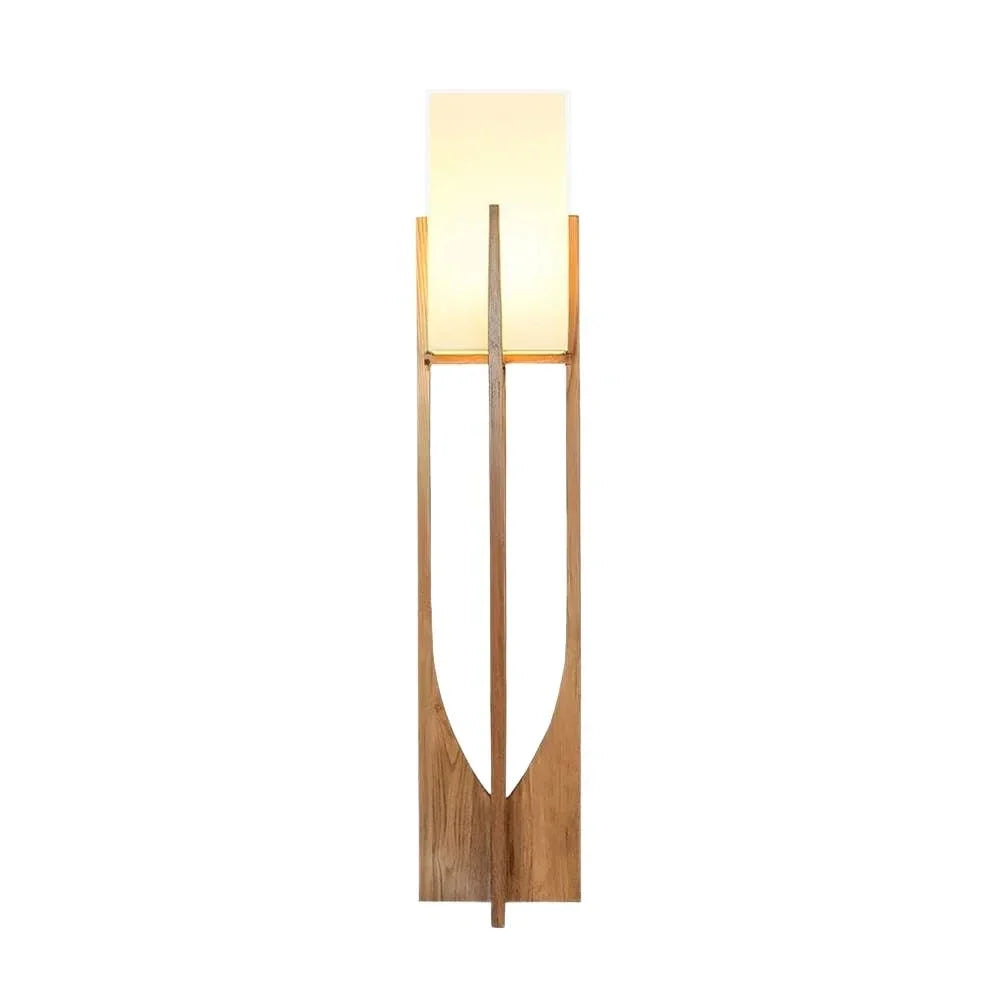 Fairbanks Fabric Floor Lamp in wood for Living Room by AUVIELIGHT