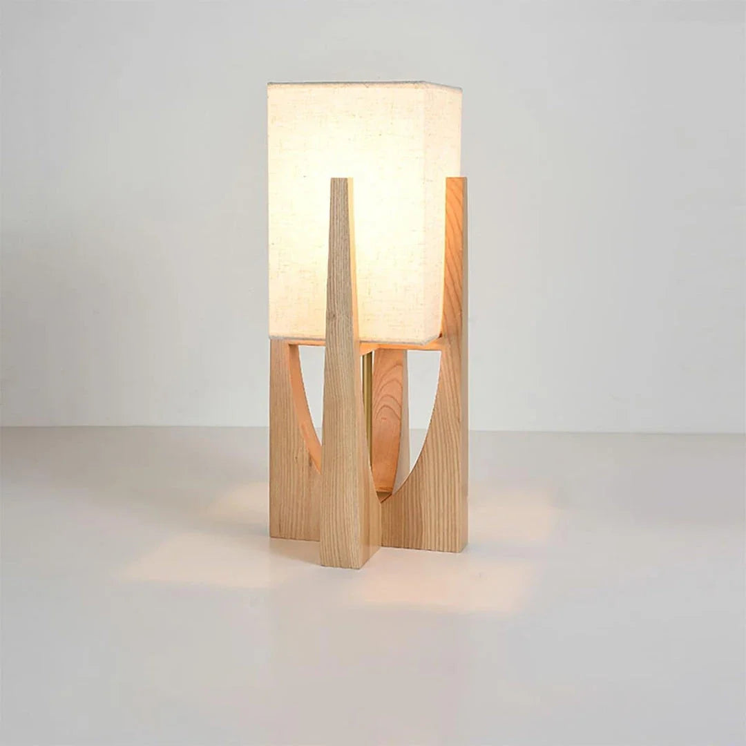 Fairbanks Fabric Floor Lamp in wood for Living Room by AUVIELIGHT, Dia 23 cm x H 52 cm / Dia 9.1" x H 20.5" / Wood color / AU plug and 3 other