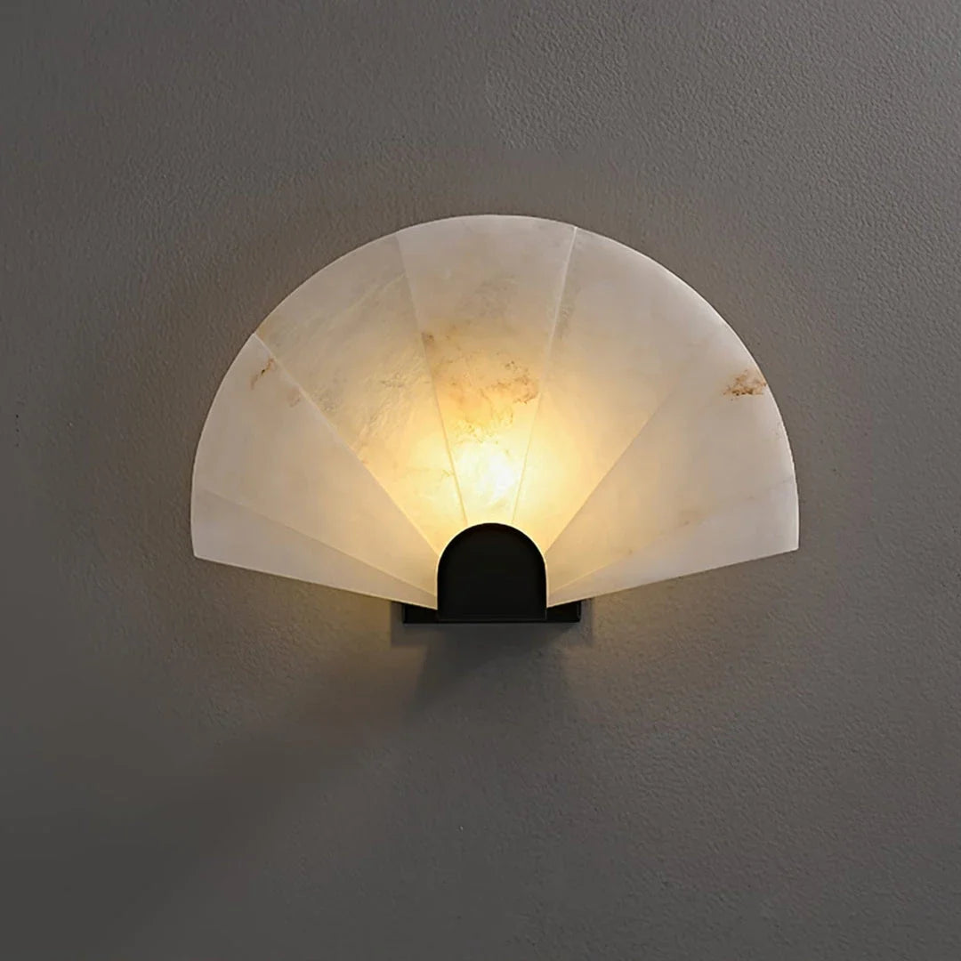 Modern Wall Sconce in alabaster for Hallway by AUVIELIGHT, ∅ 13.8" x 8.7" / Black & White