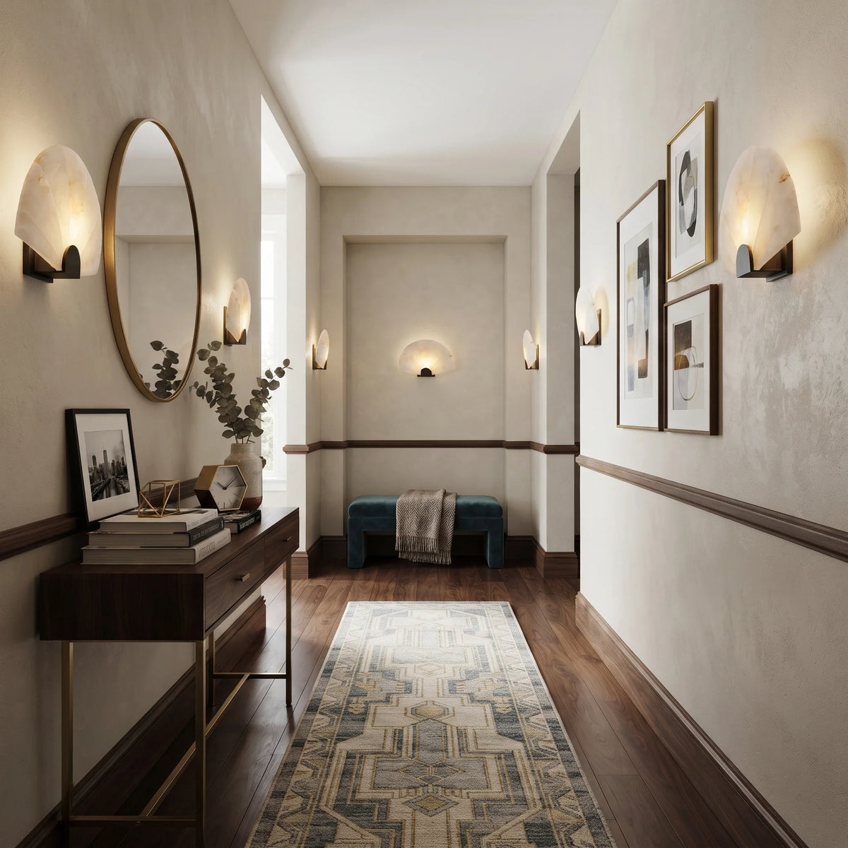 Modern Wall Sconce in alabaster for Hallway by AUVIELIGHT