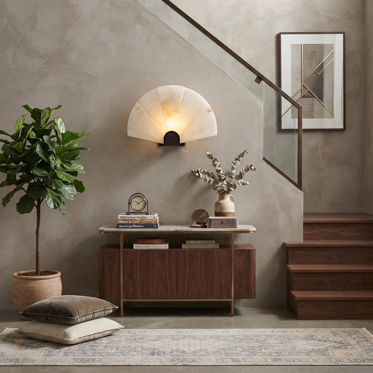 Modern Wall Sconce in alabaster for Hallway by AUVIELIGHT