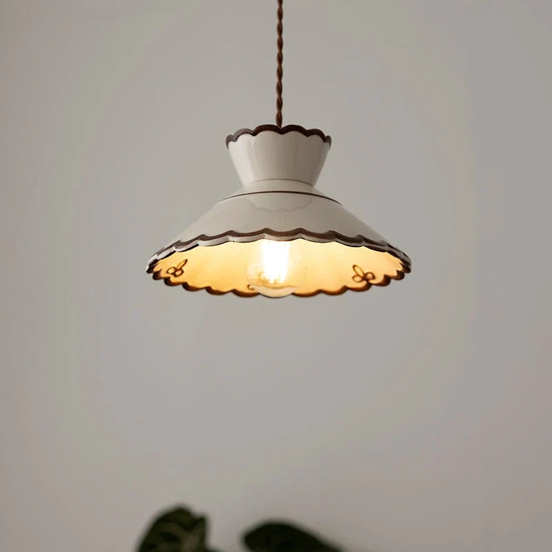 Festonia Pendant Light for Kitchen Island by AUVIELIGHT, Dia 24.5 cm × H 13 cm & ∅ 9.6″ × H 5.1″ / White & Brown