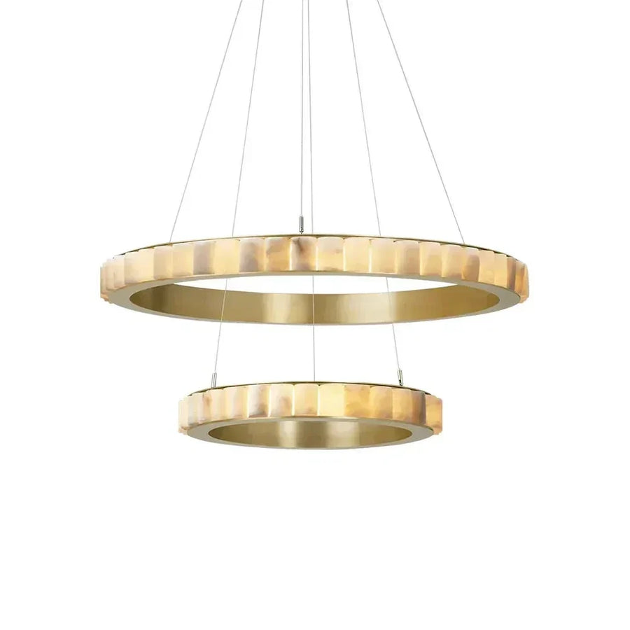 2-Tier Floating Chandelier in alabaster for Dining Room by AUVIELIGHT