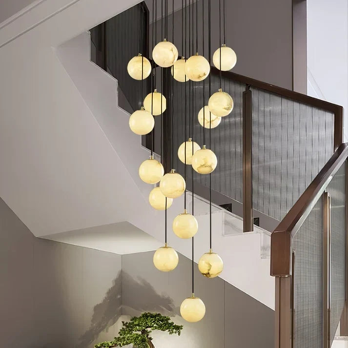 Floating Sphere Pendant Light in stone for Kitchen Island by AUVIELIGHT