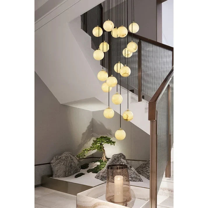 Floating Sphere Pendant Light in stone for Kitchen Island by AUVIELIGHT