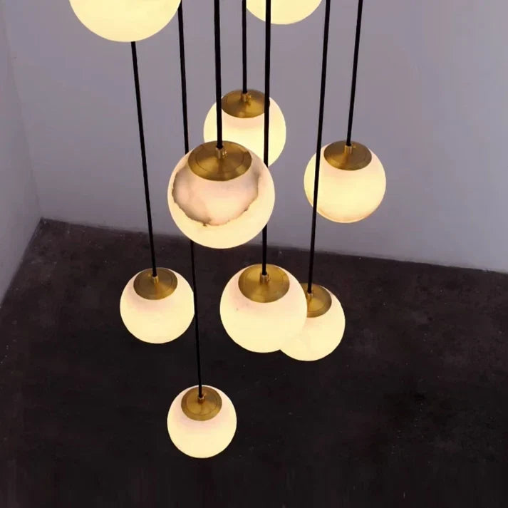 Floating Sphere Pendant Light in stone for Kitchen Island by AUVIELIGHT