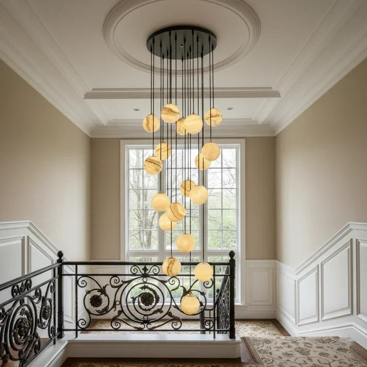 Floating Sphere Pendant Light in stone for Kitchen Island by AUVIELIGHT