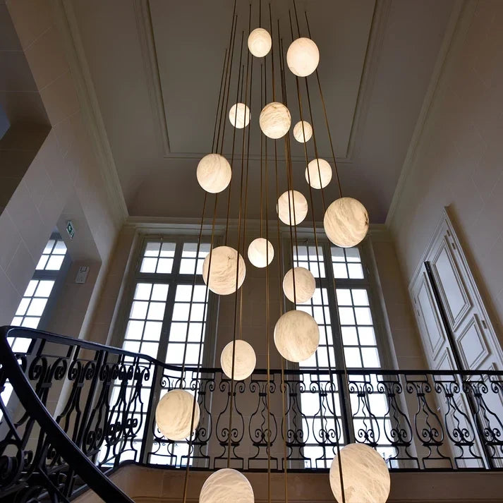 Floating Sphere Pendant Light in stone for Kitchen Island by AUVIELIGHT