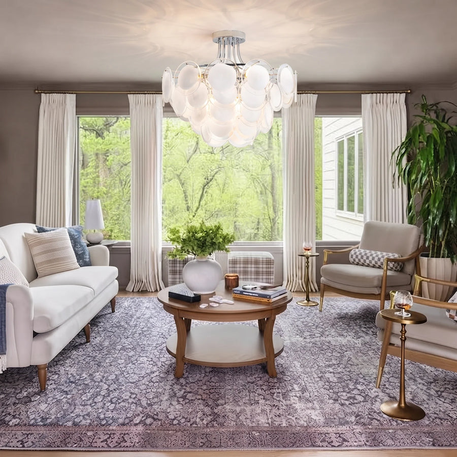 Floating Tiered Ceiling Light in clear glass for Living Room by AUVIELIGHT