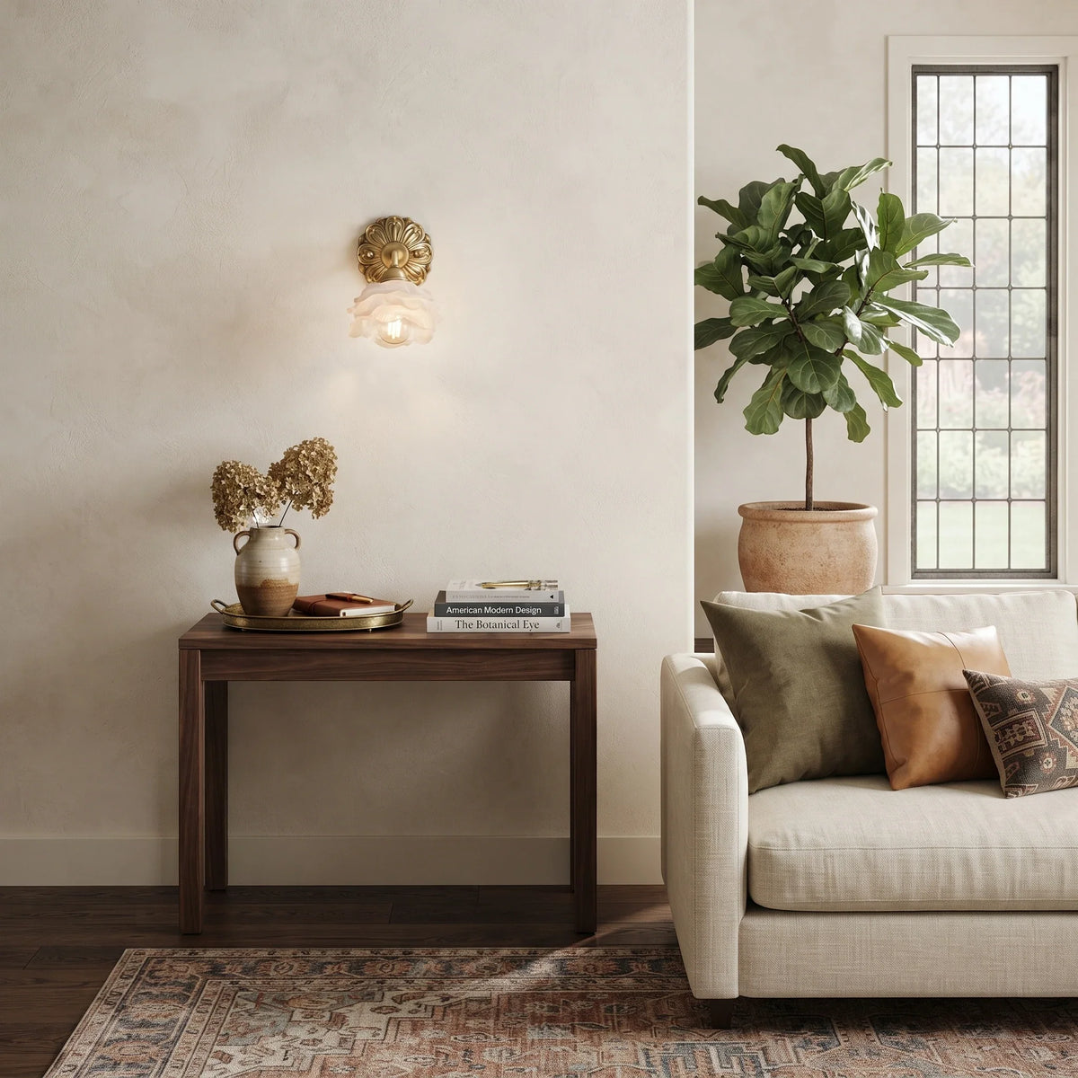 Floral Wall Sconce in brass for Hallway by AUVIELIGHT