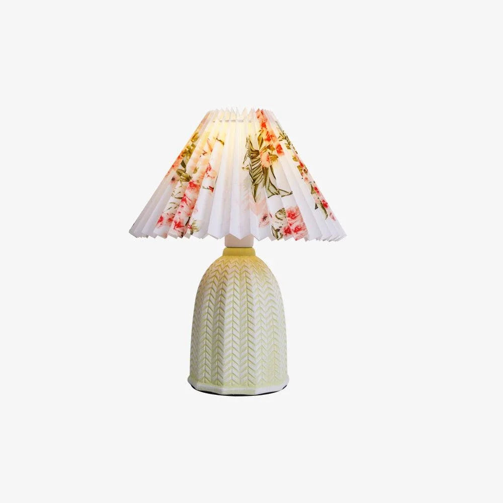 Floral Pleated Table Lamp in ceramic for Living Room by AUVIELIGHT