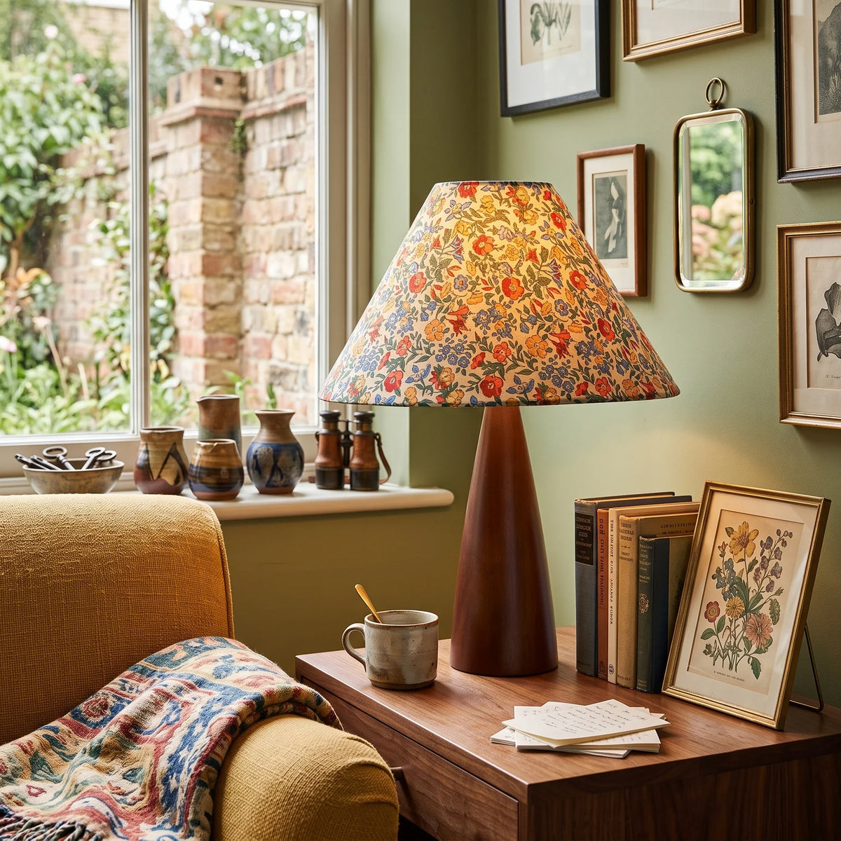 Floral Cone Table Lamp in wood for Living Room by AUVIELIGHT