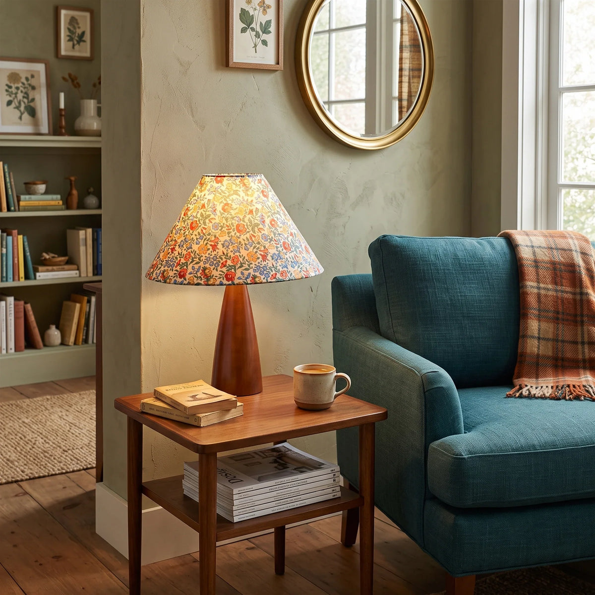 Floral Cone Table Lamp in wood for Living Room by AUVIELIGHT