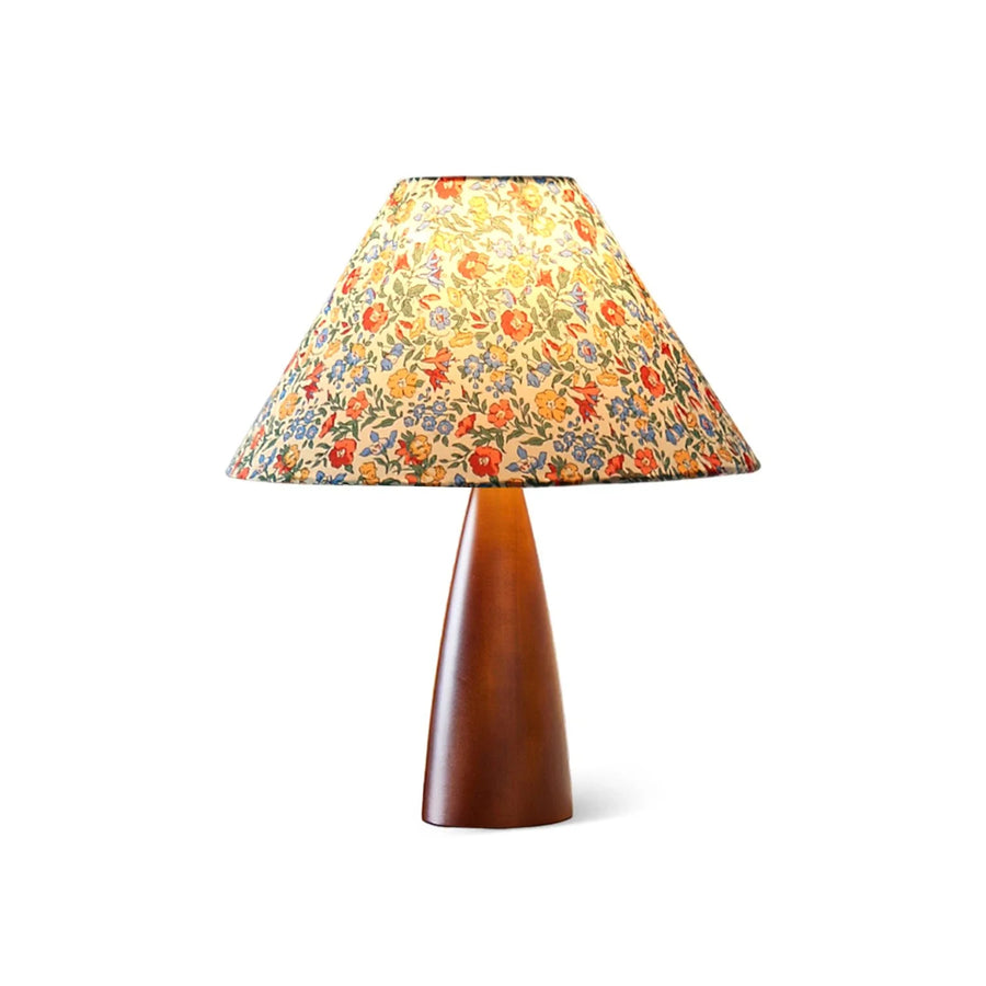 Floral Cone Table Lamp in wood for Living Room by AUVIELIGHT, Model A: ∅ 11.8" x H 15.7" /Dia 30cm x H 40cm / Floral Color+Brown / AU Plug and 3