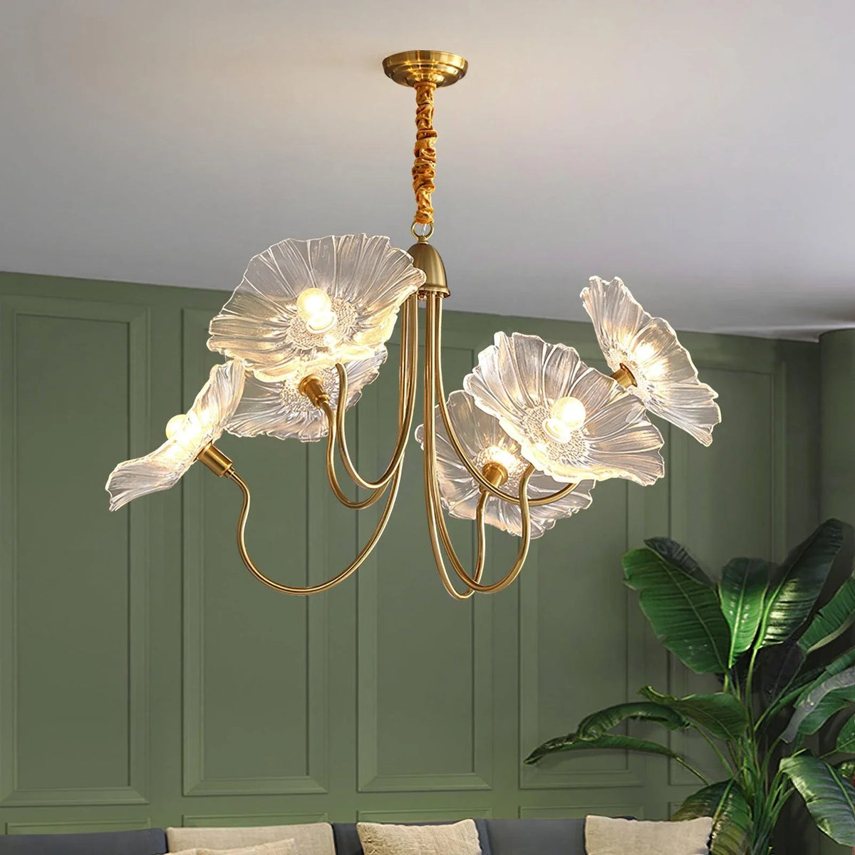 Floral Looped Chandelier in glass for Dining Room by AUVIELIGHT